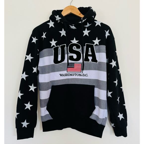 Stars and Stripes USA American Flag Washington DC Hoodie Sweatshirt Sz Medium - Picture 1 of 7